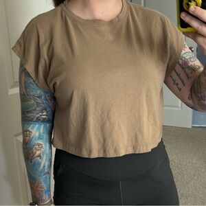 Forever 21 Brown Boxy Crop T-Shirt